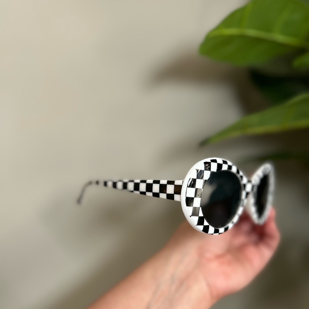Black and White Checkered Sunglasses